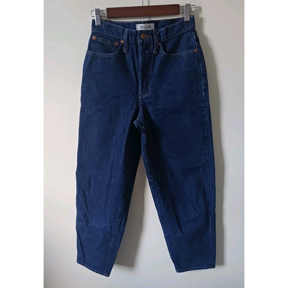 Madewell Balloon Baggy Tapered Jeans Women 24 Dark Wash High Rise